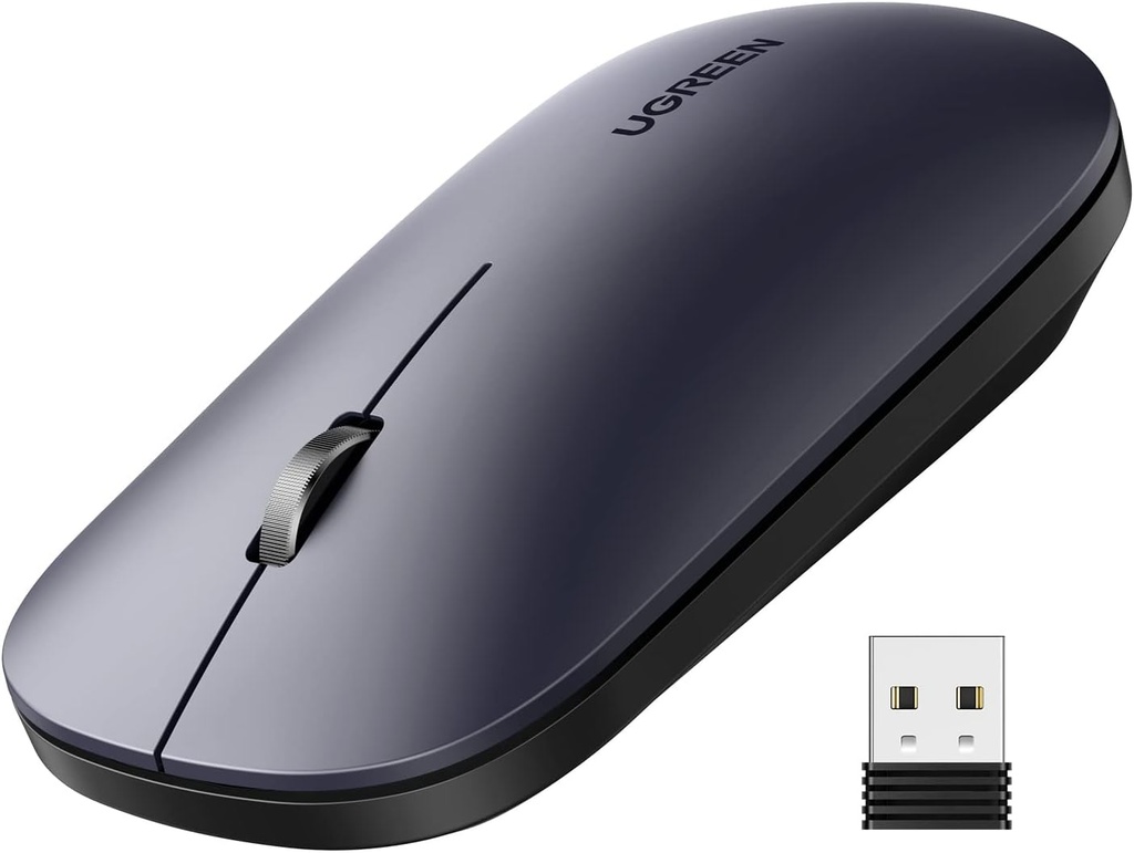 Mouse Ugreen Óptico 90372, Inalámbrico, RF inalámbrico, 4000 DPI, Negro