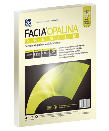 [Opalina Hueso 220] Facia Paquete Cartulina Opalina Carta Marfil C/100