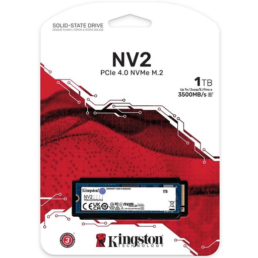 [SNV2S/1000G] Kingston Disco Duro Estado Solido SSD NV2 NVMe 1TB PCI Express 4.0 M.2